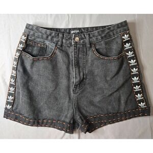 Nasty Gal X Adidas Denim Shorts Charcoal Grey US women's size 10